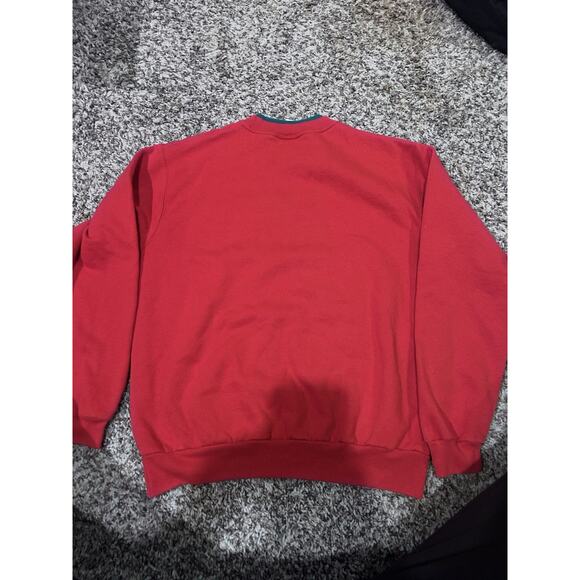 VINTAGE L Sweatshirt Red Bedazzled Christmas Trees SUNBURST Long Sleeve Grandma - Picture 6 of 7